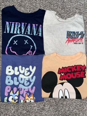 Toddler Band / Graphic Tee Bundle Nirvana, KISS, Mickey Mouse, Bluey